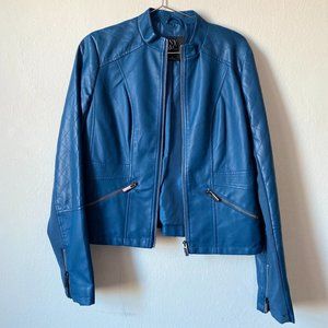 Faux Leather Jacket - XS WOMEN's BLUE